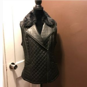 QUILTED XS LEATHER MOTO VEST